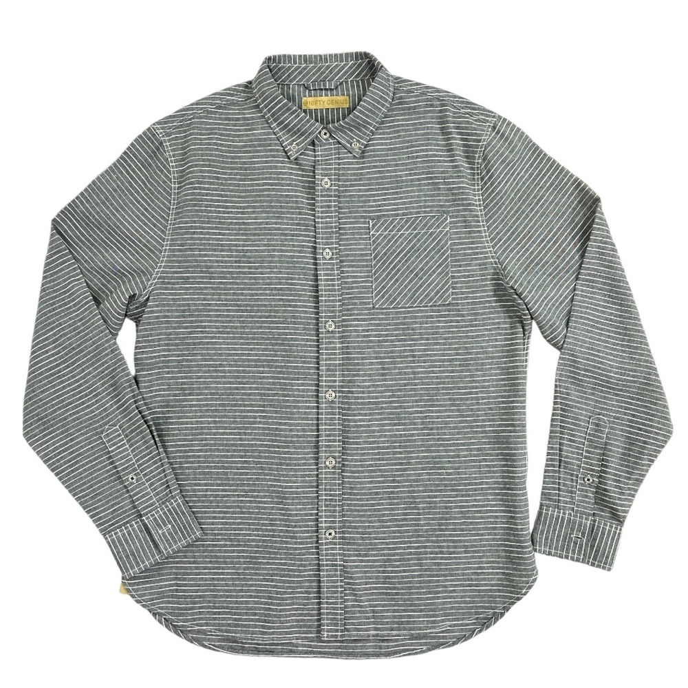 Nifty Genius Long Sleeve Button Down Shirt Mens Size Medium